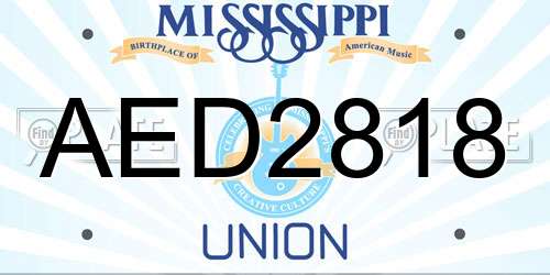 AED2818 Mississippi License Plate