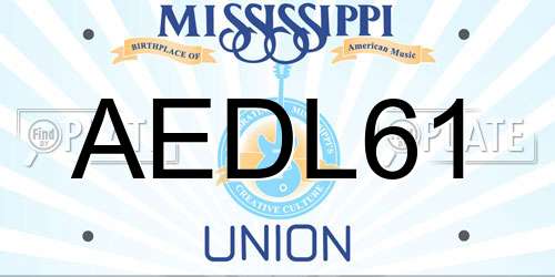 AEDL61 Mississippi License Plate