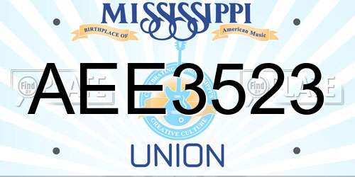 AEE3523 Mississippi License Plate