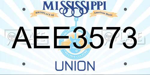 AEE3573 Mississippi License Plate