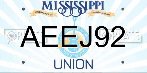 AEEJ92 Mississippi License Plate