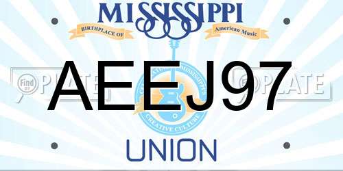AEEJ97 Mississippi License Plate
