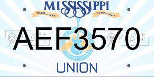 AEF3570 Mississippi License Plate