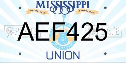 AEF425 Mississippi License Plate