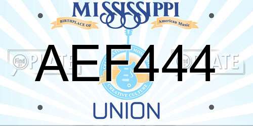 AEF444 Mississippi License Plate