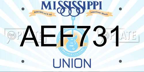 AEF731 Mississippi License Plate