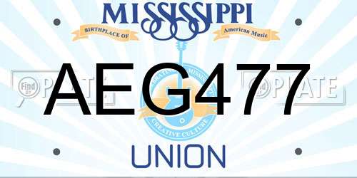 AEG477 Mississippi License Plate