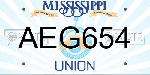 AEG654 Mississippi License Plate