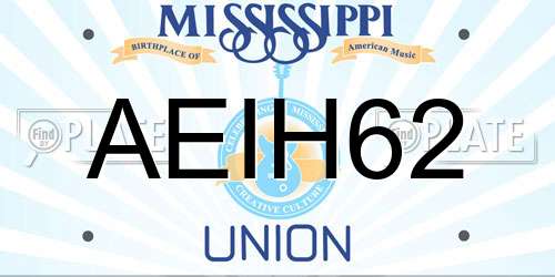 AEIH62 Mississippi License Plate