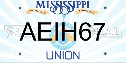 AEIH67 Mississippi License Plate