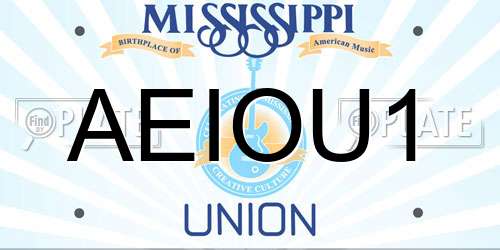 AEIOU1 Mississippi License Plate