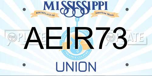 AEIR73 Mississippi License Plate