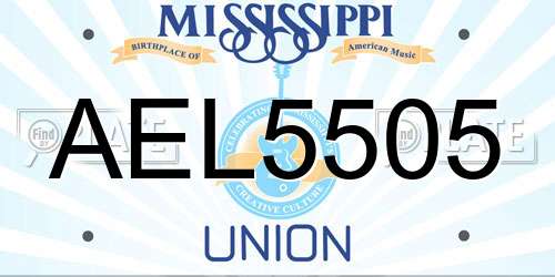 AEL5505 Mississippi License Plate