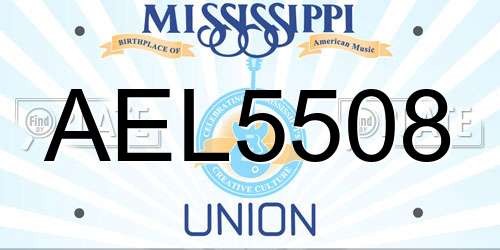 AEL5508 Mississippi License Plate