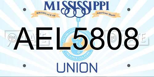 AEL5808 Mississippi License Plate