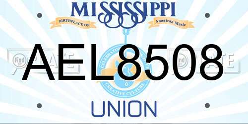 AEL8508 Mississippi License Plate
