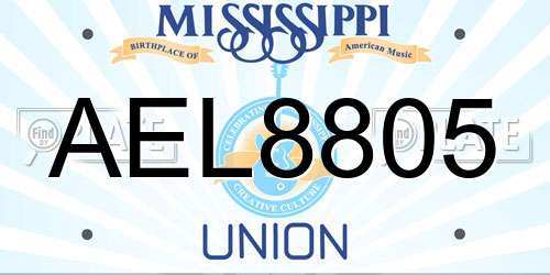 AEL8805 Mississippi License Plate