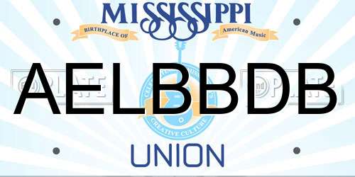 AELBBDB Mississippi License Plate