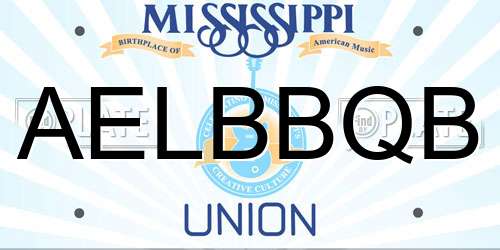 AELBBQB Mississippi License Plate