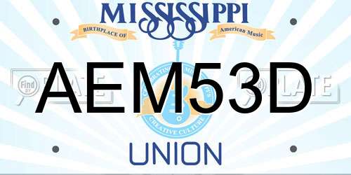 AEM53D Mississippi License Plate