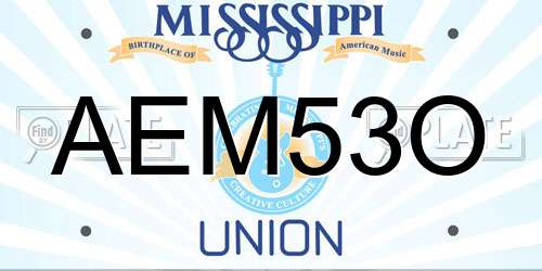 AEM53O Mississippi License Plate