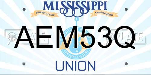 AEM53Q Mississippi License Plate