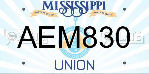 AEM830 Mississippi License Plate