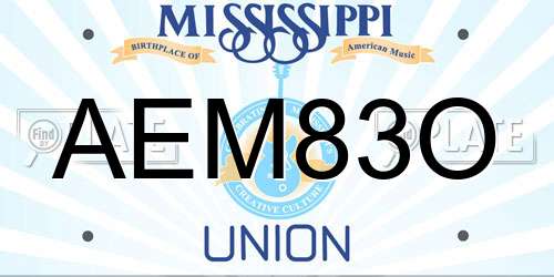 AEM83O Mississippi License Plate