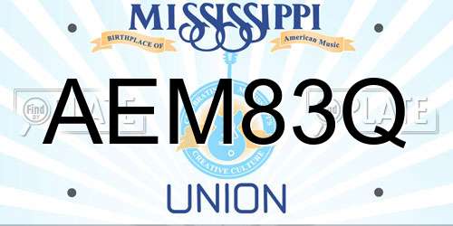 AEM83Q Mississippi License Plate