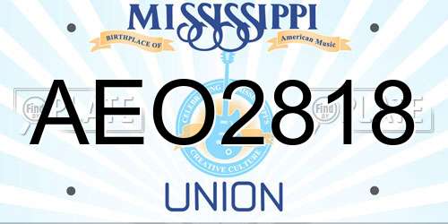 AEO2818 Mississippi License Plate