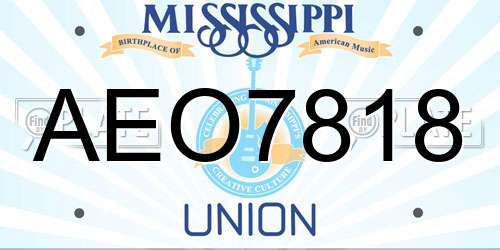 AEO7818 Mississippi License Plate