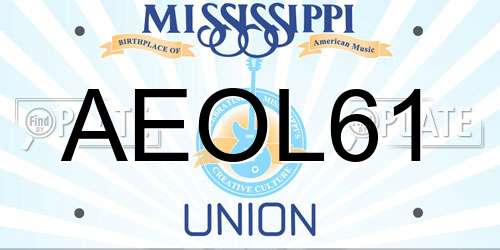 AEOL61 Mississippi License Plate