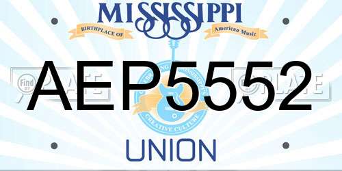 AEP5552 Mississippi License Plate