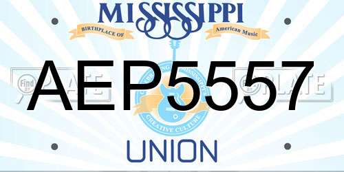 AEP5557 Mississippi License Plate