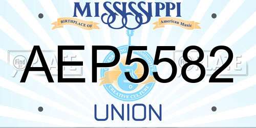 AEP5582 Mississippi License Plate