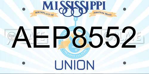 AEP8552 Mississippi License Plate