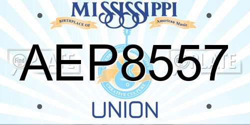 AEP8557 Mississippi License Plate