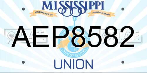 AEP8582 Mississippi License Plate