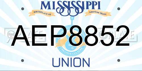 AEP8852 Mississippi License Plate