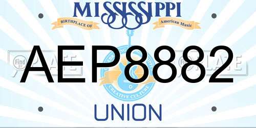 AEP8882 Mississippi License Plate