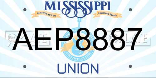 AEP8887 Mississippi License Plate