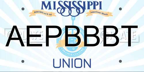 AEPBBBT Mississippi License Plate