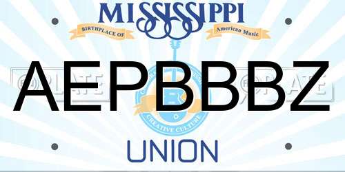 AEPBBBZ Mississippi License Plate