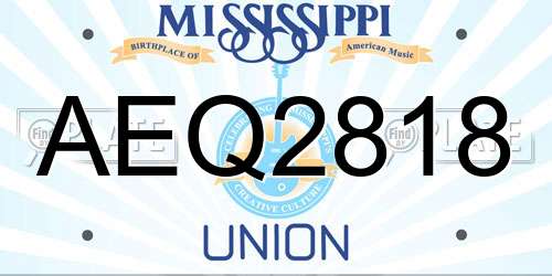 AEQ2818 Mississippi License Plate