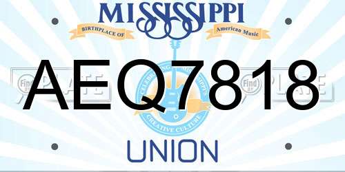 AEQ7818 Mississippi License Plate
