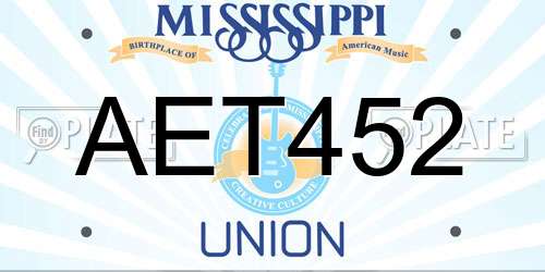 AET452 Mississippi License Plate