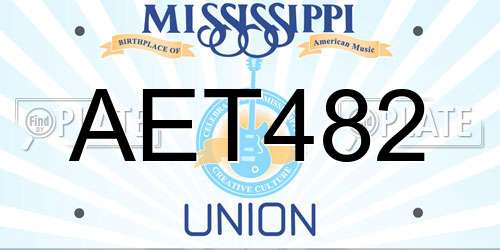 AET482 Mississippi License Plate