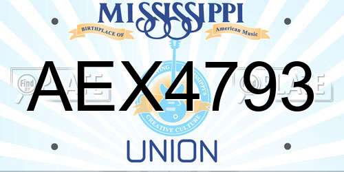 AEX4793 Mississippi License Plate