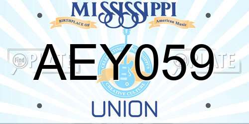 AEY059 Mississippi License Plate