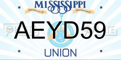 AEYD59 Mississippi License Plate
